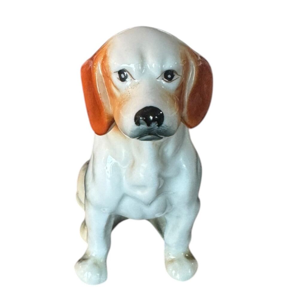 Vintage Bone China Beagle Dog Figurine – Japan – Hand Painted 3” Tall
